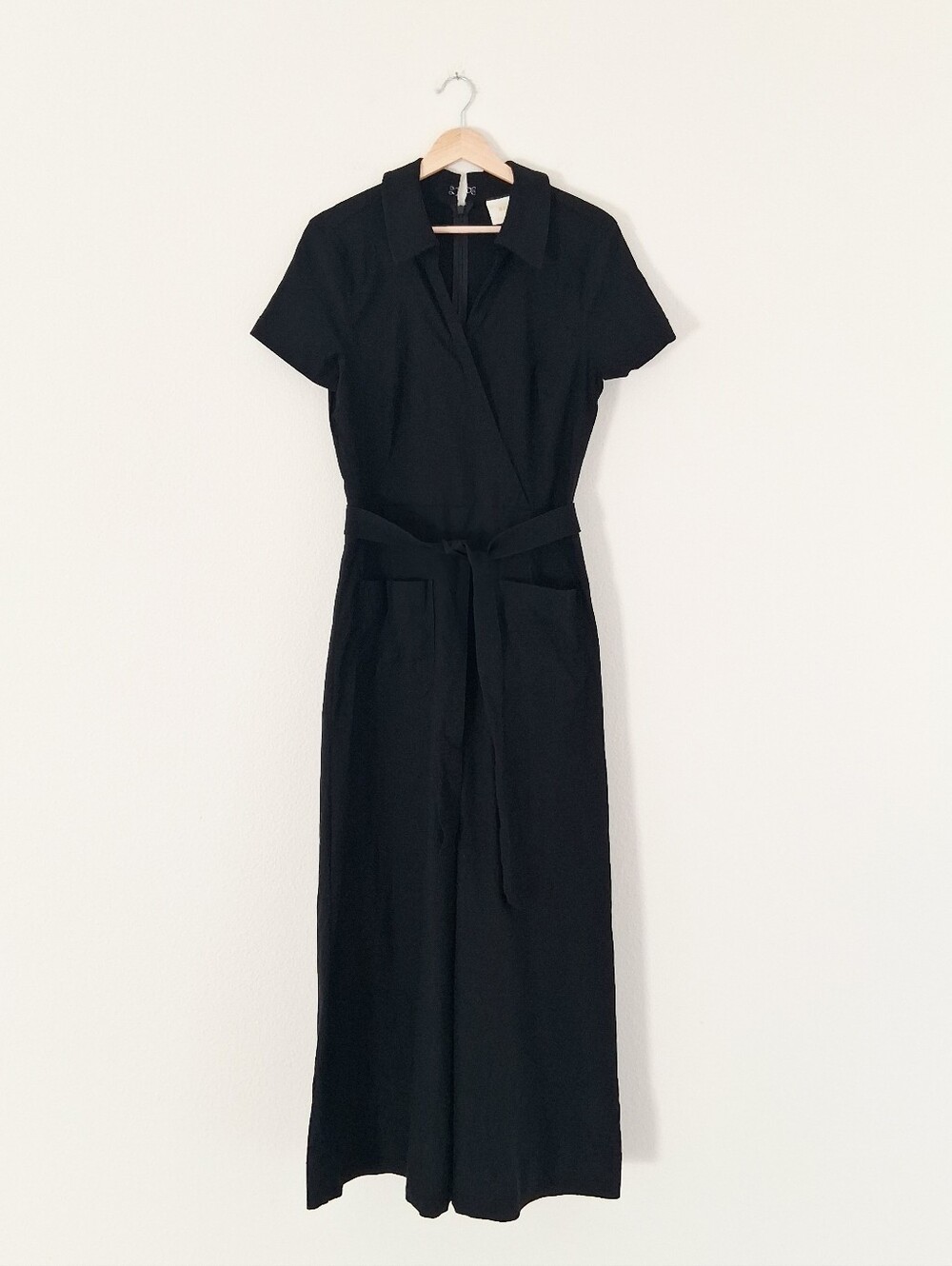 Anthropologie Maeve The Colette Wide Leg Wrap Jumpsuit In Black Magic Fabric - Picture 5 of 16